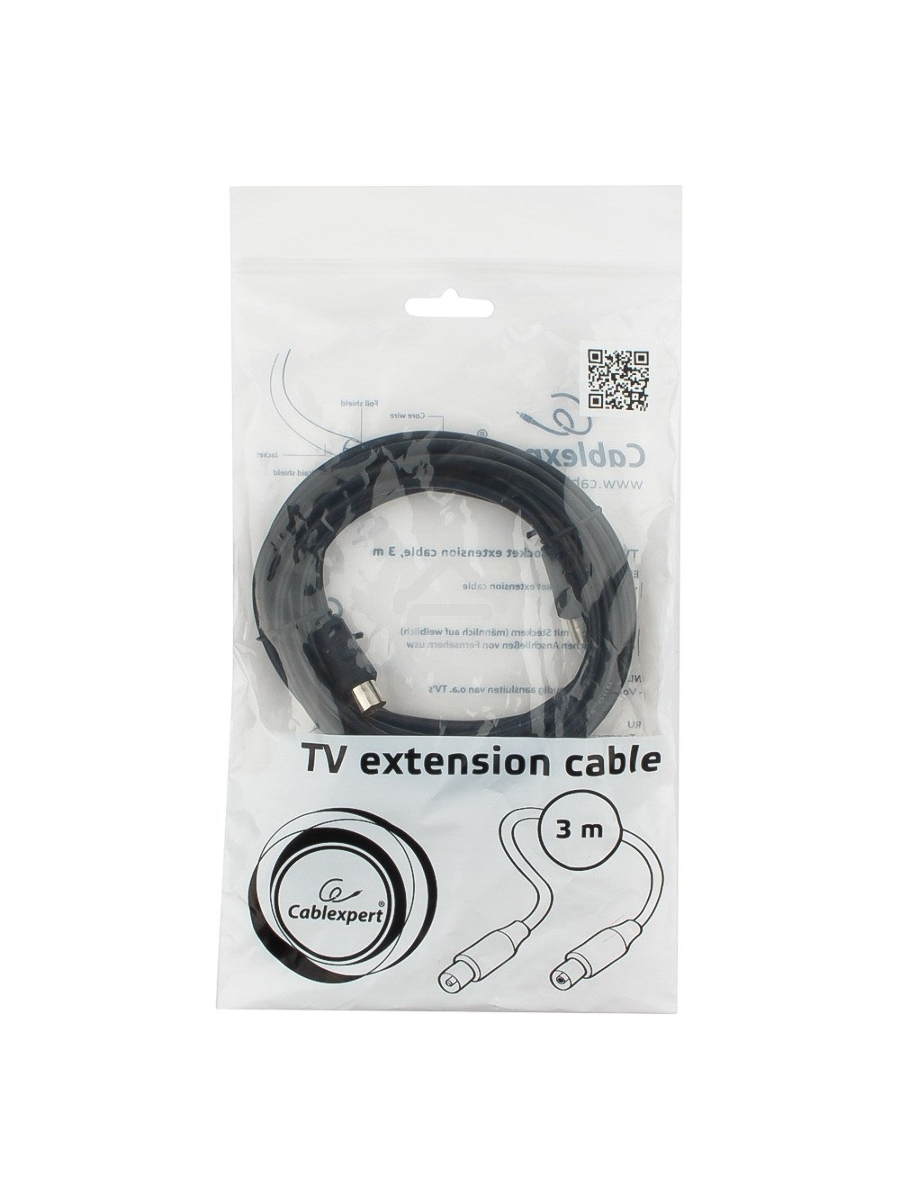 Кабель телевизионный Cablexpert, CCV-515-3M, Coaxial M/F, 3м