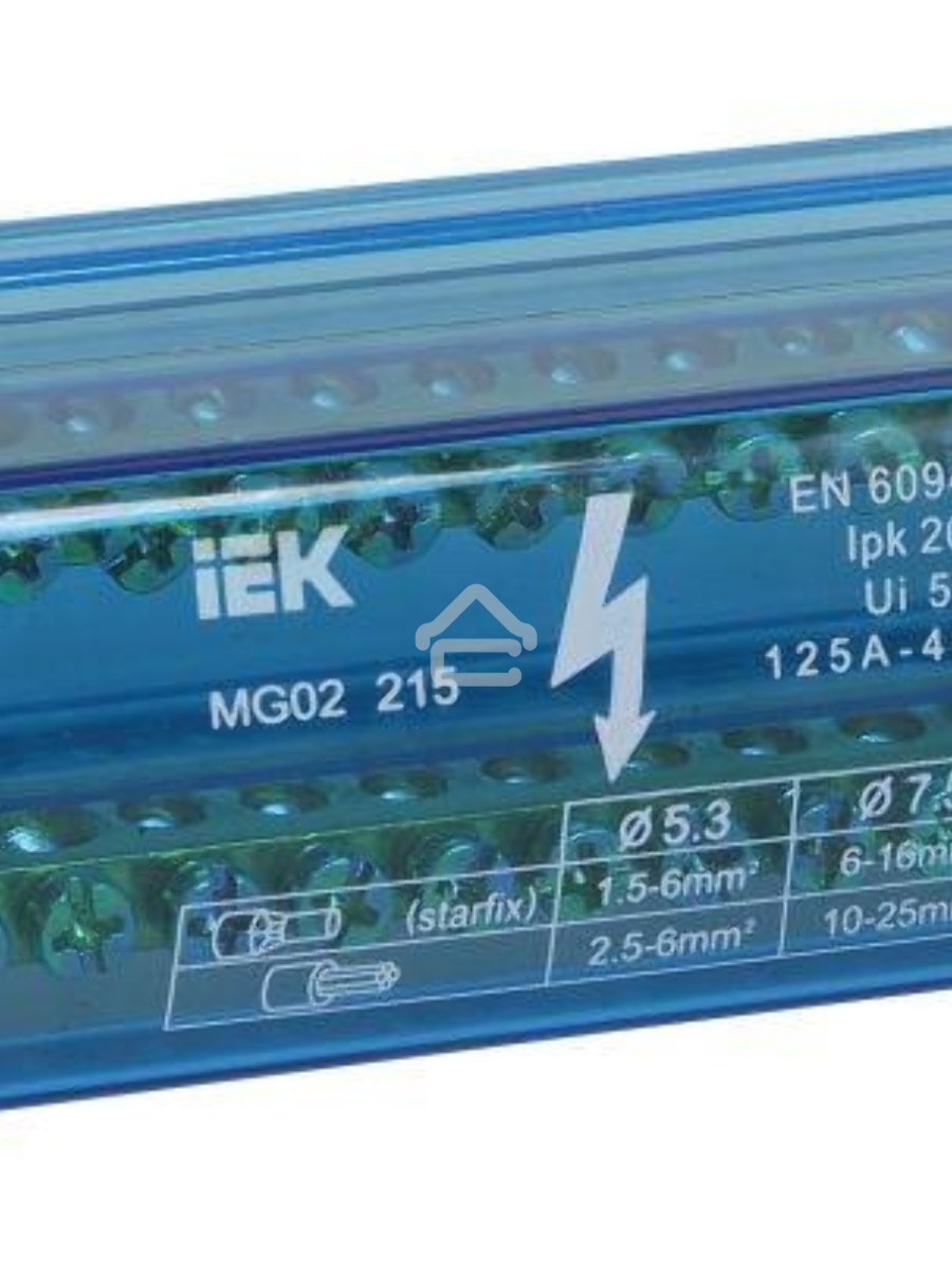 Шина на DIN-рейку в корпусе (кросс-модуль) ШНК 2х15 L+PEN ИЭК YND10-2-15-125