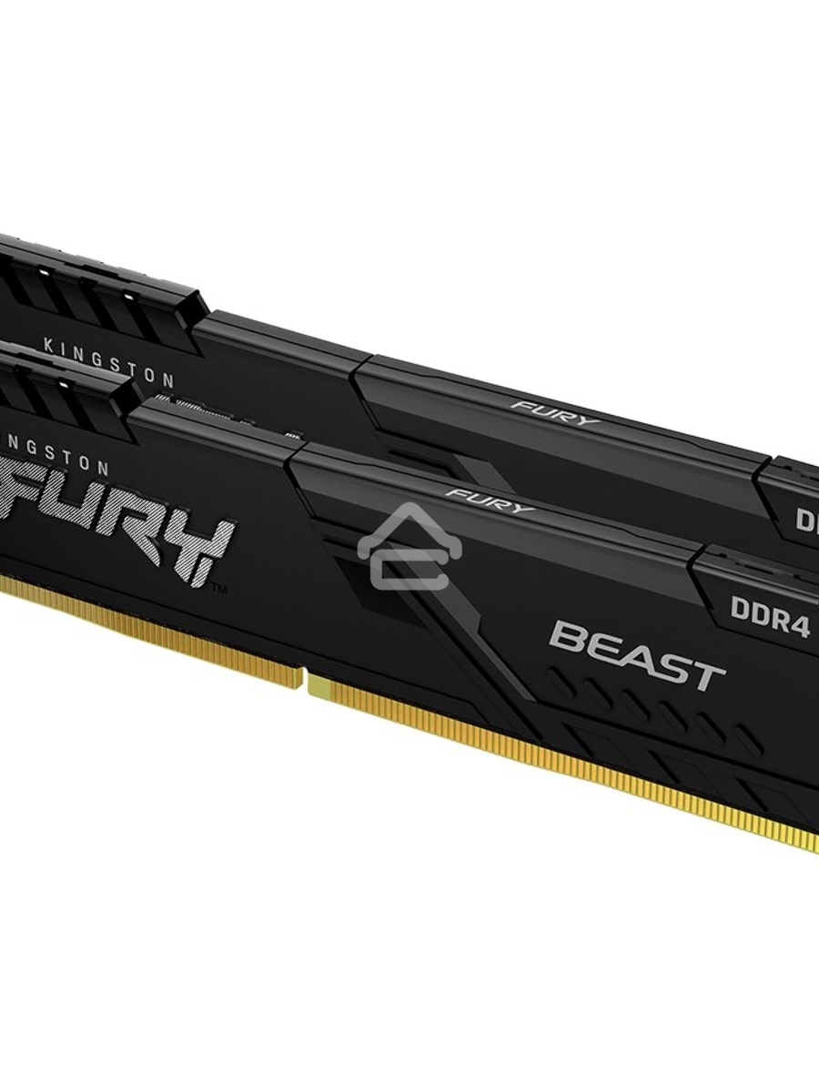 Оперативная память Kingston Fury Beast, DDR4, 32GB (2x16GB), 3600MHz, CL18, DIMM, с радиатором, черный