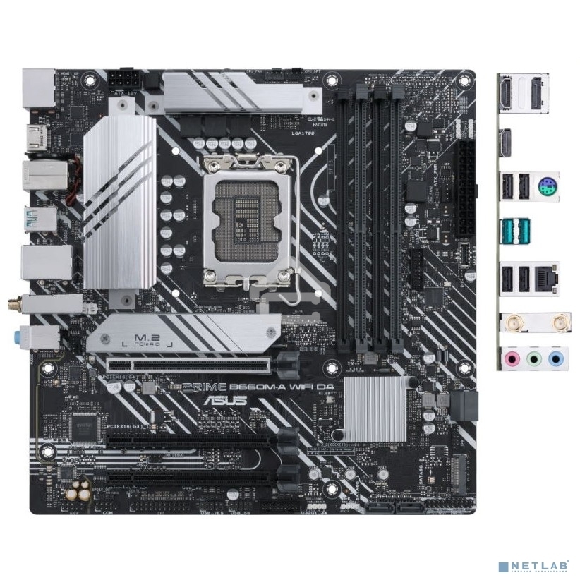 Материнская плата ASUS PRIME B660M-A WIFI D4, Socket LGA 1700, Intel B660, 4xDDR4, 4xSATA, 2xM.2, 1xPCIe 4.0 x16, 1xPCIe 3.0 x16, 1xDP, 2xHDMI, 1x 1Gb LAN, 2xUSB-A 3.2 Gen 2, 4xUSB-A 2.0, 3x3.5 мм, 7.1, mATX