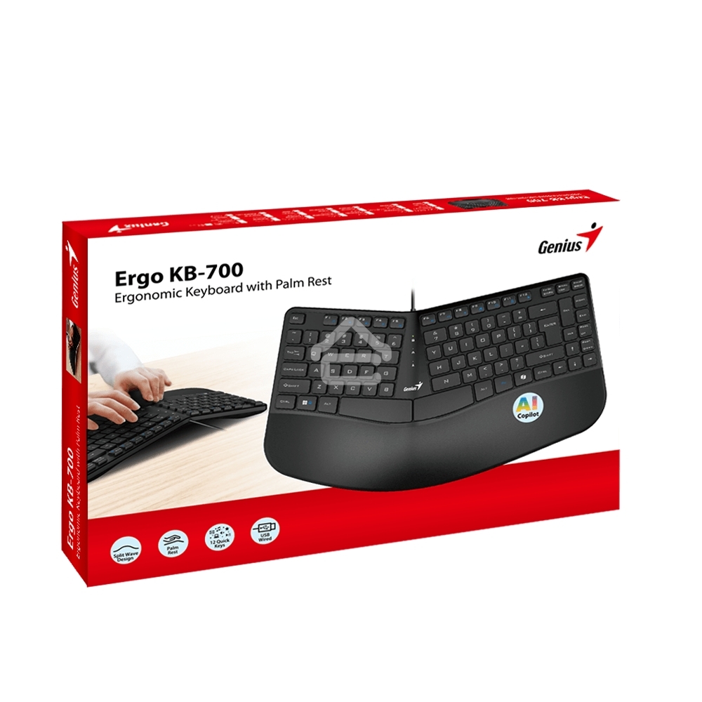 Клавиатура проводная Genius Ergo KB-700, черный, USB, 104 клавиши 31310053402