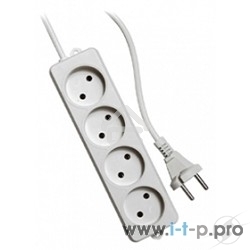 Удлинитель Гарнизон EL-NL4-W-2, 4 розетки допустимый ток 10А, длина 2 м.
