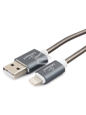 Кабель Cablexpert для Apple CC-G-APUSB02Gy-1.8M, AM/Lightning, серия Gold, длина 1.8м, титан, блистер