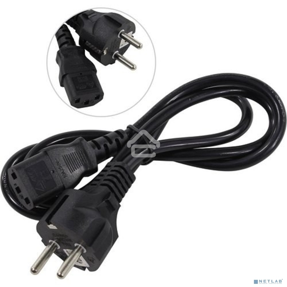 Кабель питания ExeGate Power PC-1P (Евровилка Schuko->С13) VDE-250V-3*0.75-CU, 10A, черный, 1.0м