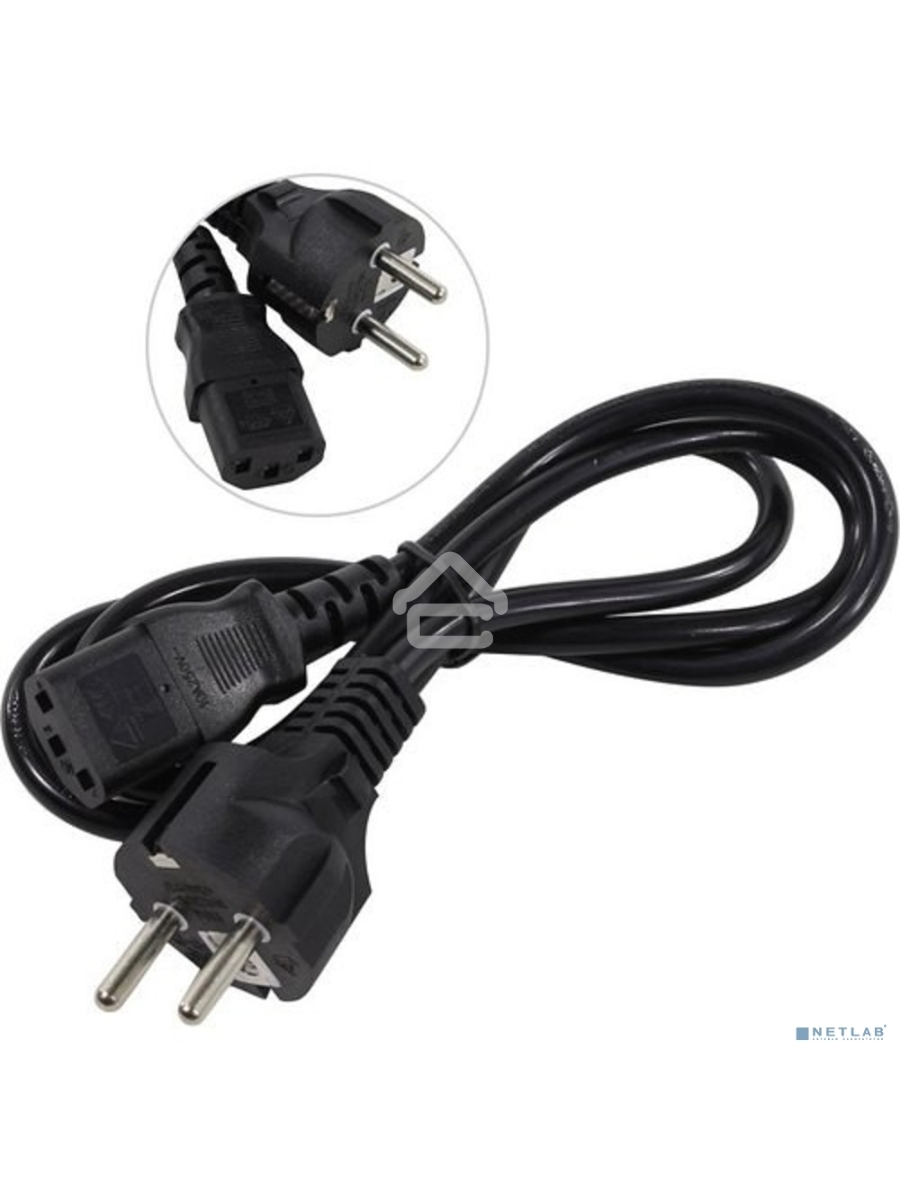 Кабель питания ExeGate Power PC-1P (Евровилка Schuko->С13) VDE-250V-3*0.75-CU, 10A, черный, 1.0м