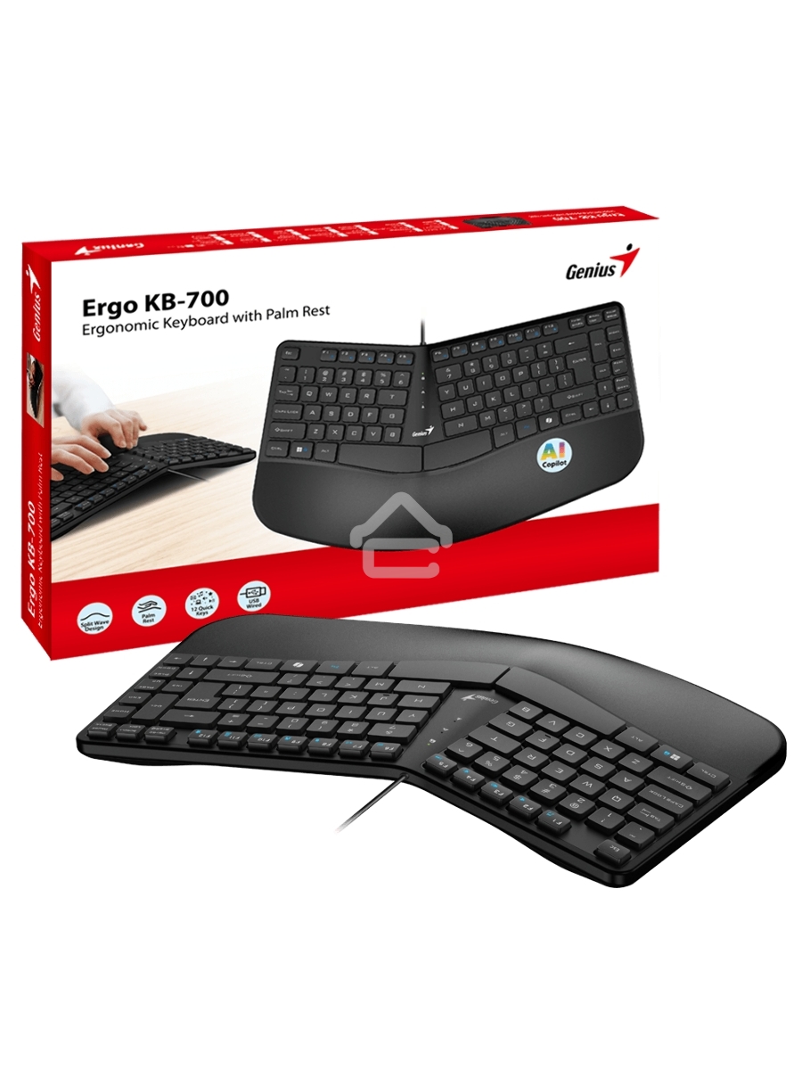 Клавиатура Genius Ergo KB-700, {Черный, проводная, USB, 104 клавиши} [31310053402]