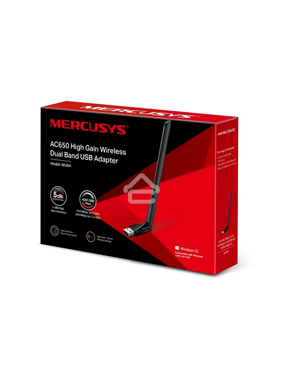 Двухдиапазонный Wi-Fi USB адаптер Mercusys MU6H AC650 высокого усиления
