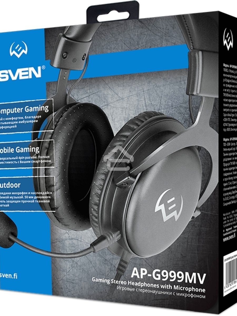 Игровые наушники SVEN AP-G999MV с микрофоном серый (50 мм, мини-джек (стерео) O 3,5 мм (4 pin))