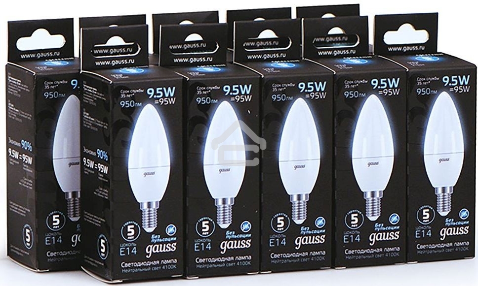 Лампа светодиодная LED Gauss Candle E14 9.5Вт 4100К