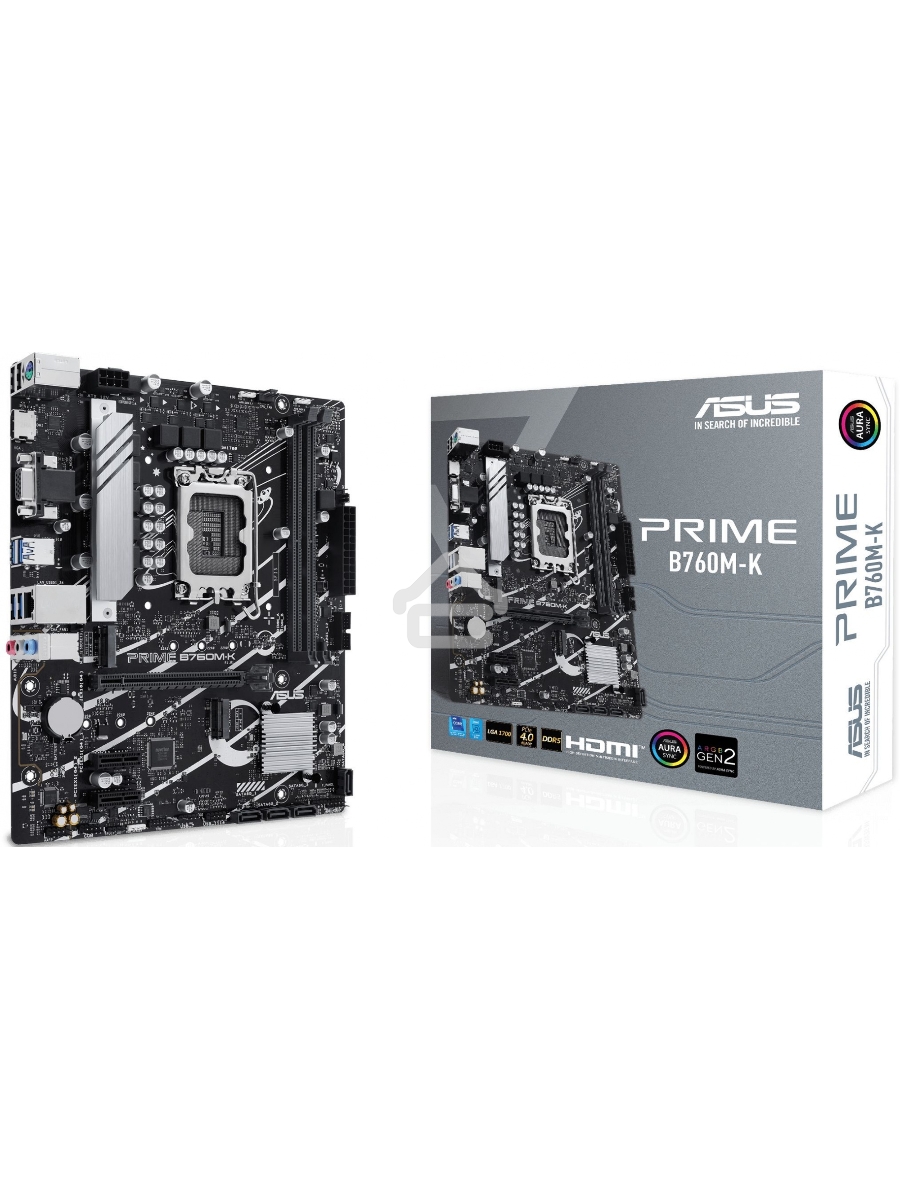 Материнская плата ASUS PRIME B760M-K, LGA 1700, Intel B760, 2xDDR5, 4xSATA, 2xM.2, 1xPCIe 4.0 x16, 2xPCIe x1, 1xHDMI, 1xVGA, 1x 2.5Gb LAN, 2xUSB-A 3.2 Gen 1, 2xUSB-A 2.0, 3x3.5 мм, 7.1, mATX