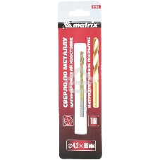 Сверло по металлу Matrix, 4,2 мм, HSS, нитридтитановое покрытие, цилиндрический хвостовик