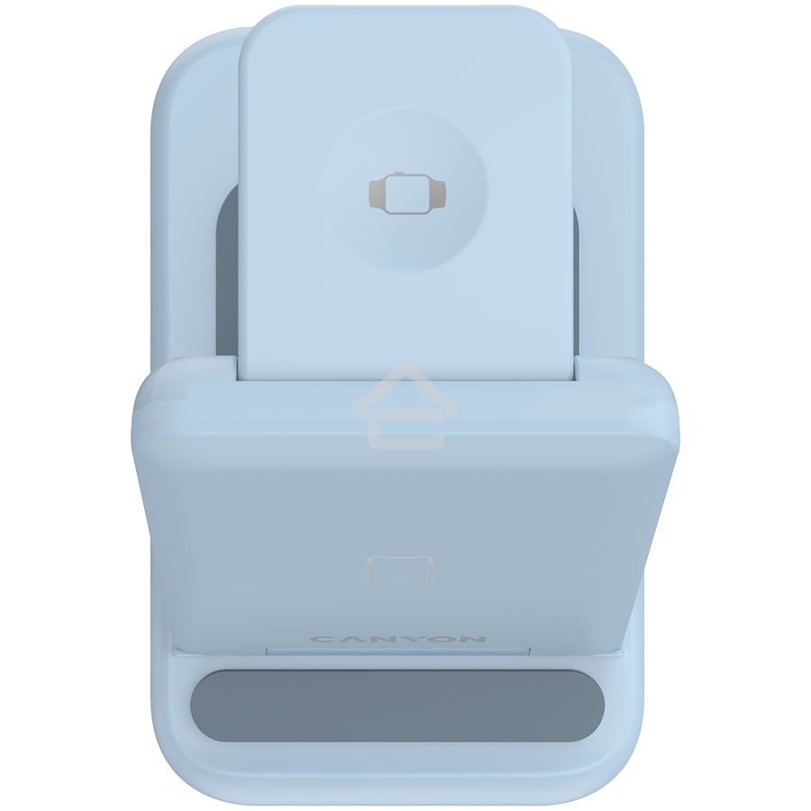 Беспроводное зарядное устройство CANYON WS-304, Foldable  3in1 Wireless charger, with touch button for Running water light, Input 9V/2A,  12V/1.5AOutput 15W/10W/7.5W/5W, Type c to USB-A cable length 1.2m, with QC18W EU plug,132.51х75х28.58мм, 0.168Kg,Blue