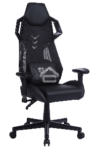 Кресло игровое Cactus CS-CHR-090BL черный, сиденье черный, эко.кожа, крестовина пластик, пластик черный