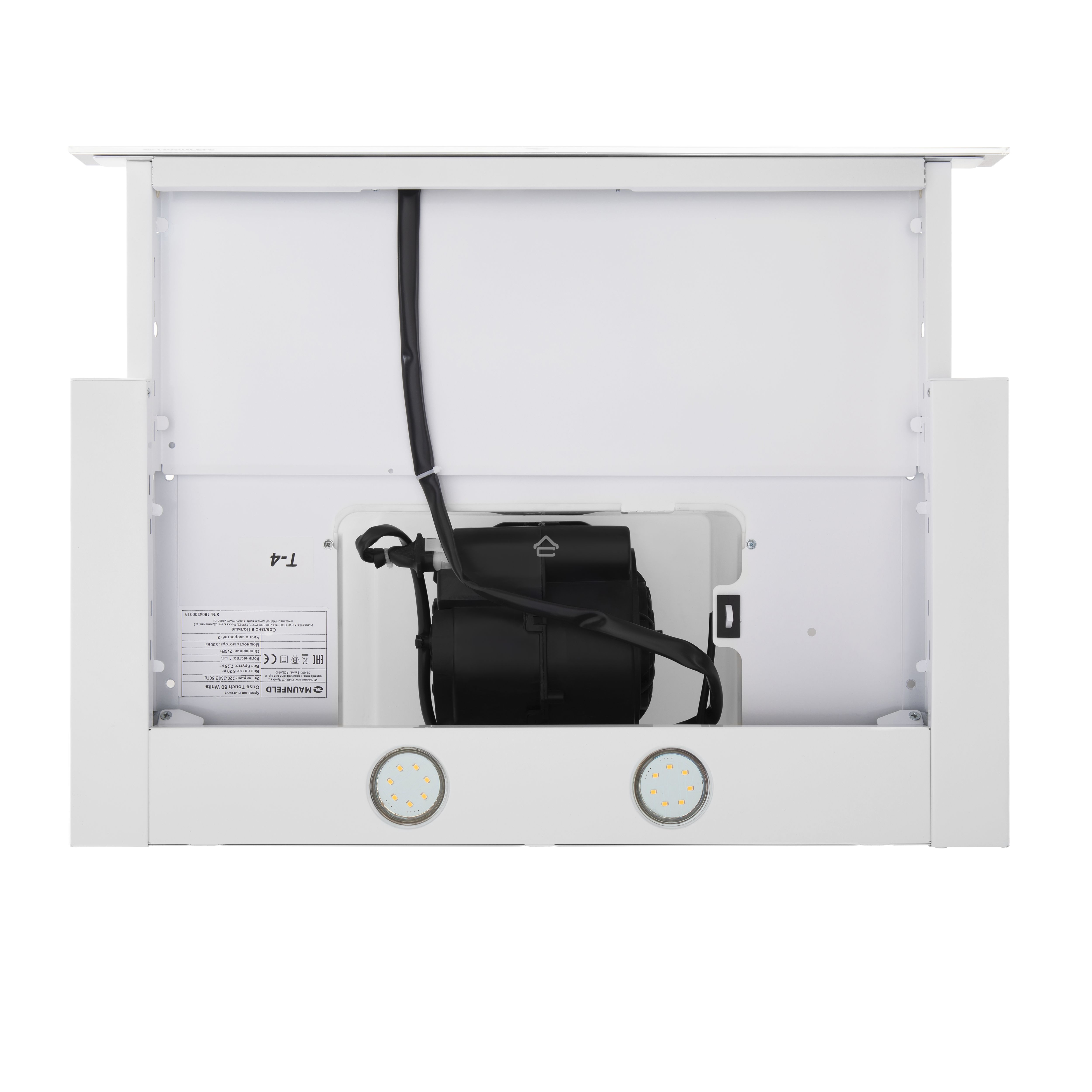 Вытяжка встраиваемая Maunfeld Ouse Touch Glass 60 белый, 60 см, 750 куб. м/ч, 48 дБ