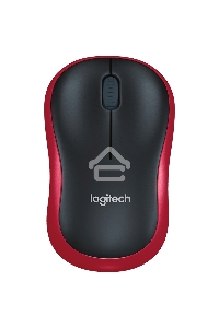 Мышь беспроводная Logitech M185, красный, 1000 dpi, радиоканал, USB, кнопки - 3