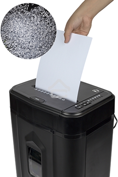 Шредер Heleos АП23-4 черный с автоподачей (секр.P-4) фрагменты 145лист. 23лтр. скрепки скобы пл.карты