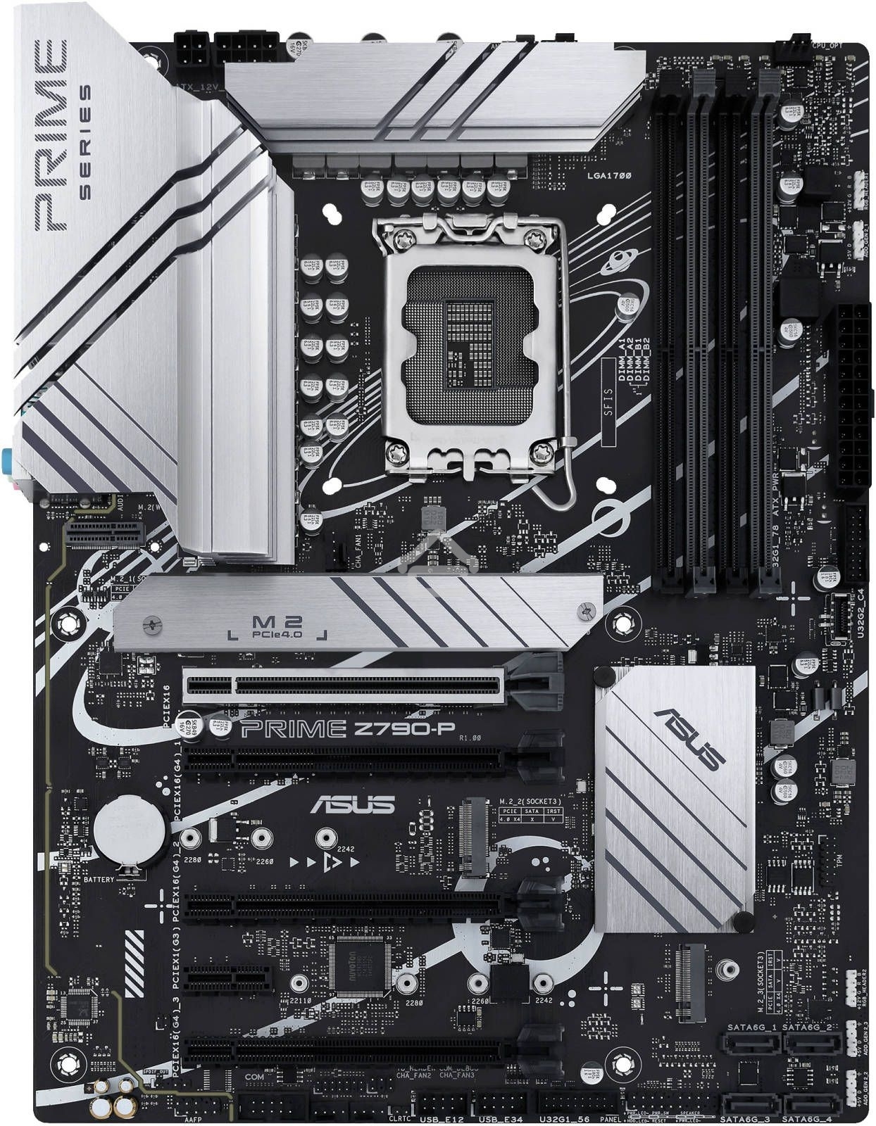 Материнская плата ASUS PRIME Z790-P, LGA 1700, Intel Z790, 4xDDR5, 4xSATA, 3xM.2 PCIe 4.0 x4, 1xPCIe 5.0 x16, 3xPCIe x4, 1xPCIe x1, 1xHDMI, 1xDP, 1xUSB-C 3.2 Gen 2x2, 1xUSB 3.2 Gen 2, 2xUSB 3.2 Gen 1, 4xUSB 2.0, 1x 2.5Gb LAN, 3x3.5 мм, 7.1, ATX