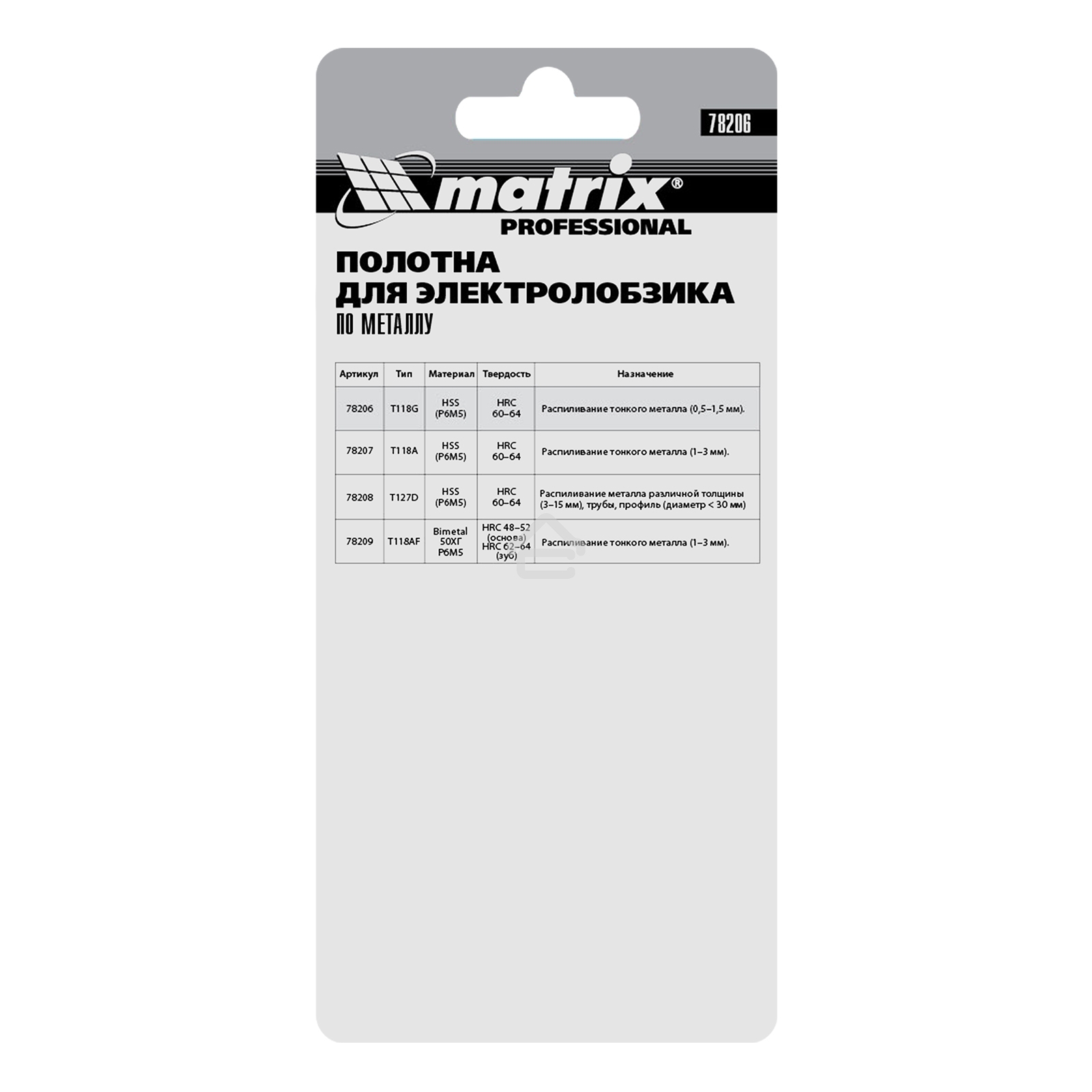 Полотна для электролобзика Matrix по металлу, 3 шт. T118G, 50 х 0,8мм, HSS