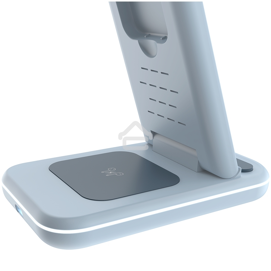 Беспроводное зарядное устройство CANYON WS-304, Foldable  3in1 Wireless charger, with touch button for Running water light, Input 9V/2A,  12V/1.5AOutput 15W/10W/7.5W/5W, Type c to USB-A cable length 1.2m, with QC18W EU plug,132.51х75х28.58мм, 0.168Kg,Blue