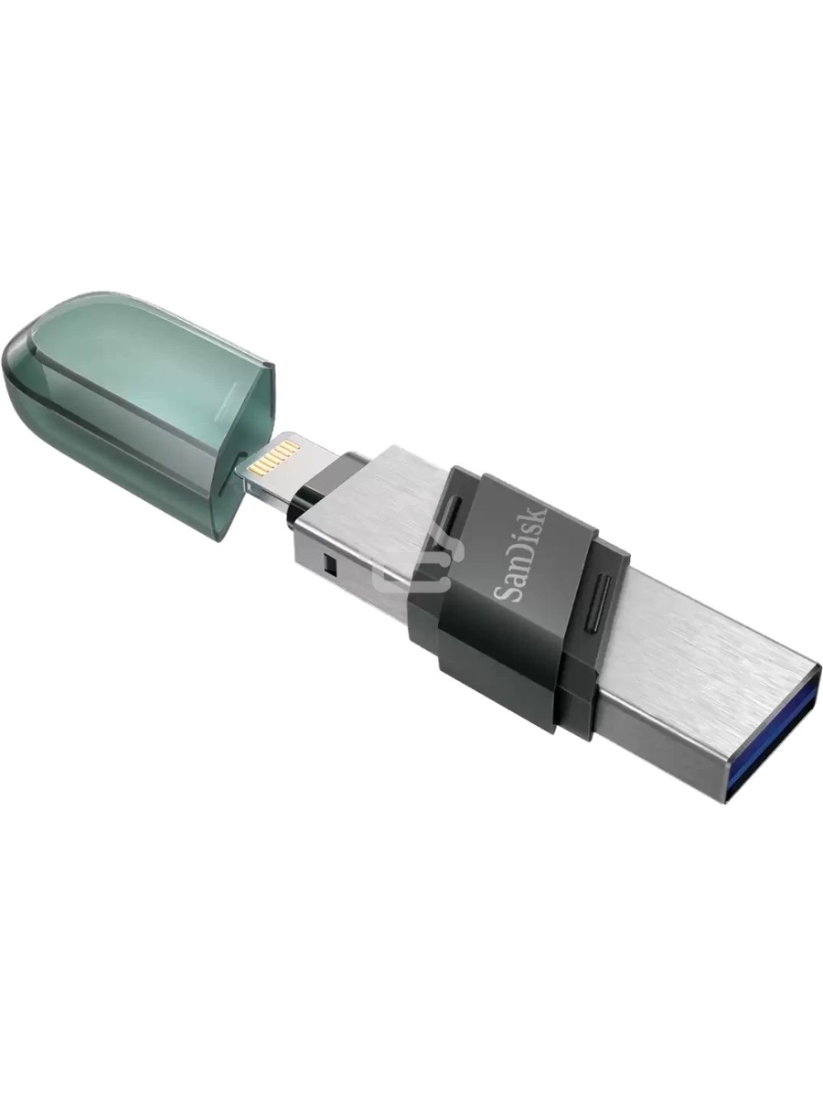Флеш диск Sandisk 64Gb iXpand Flip SDIX90N-064G-GN6NN USB3.1 зеленый/серебристый