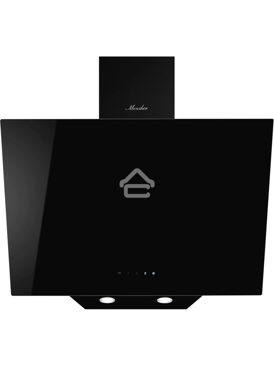 Наклонная вытяжка Monsher AMIENS 50 Noir, ширина 50 см, отвод/рециркуляция, 700 м3/час, сенсорное управление, 3 скорости, светодиодное освещение 2*1 Вт, металлические жироулавливающие фильтры, угольный фильтр KM 101 (опция), цвет: чёрный ПРОМО