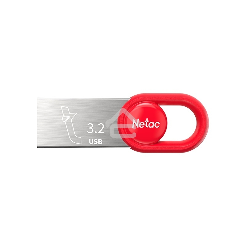 Флешка USB Netac UM2 (NT03UM2N-128G-32RE), 128Gb, USB 3.0, R/W 130/50, серебристый/красный