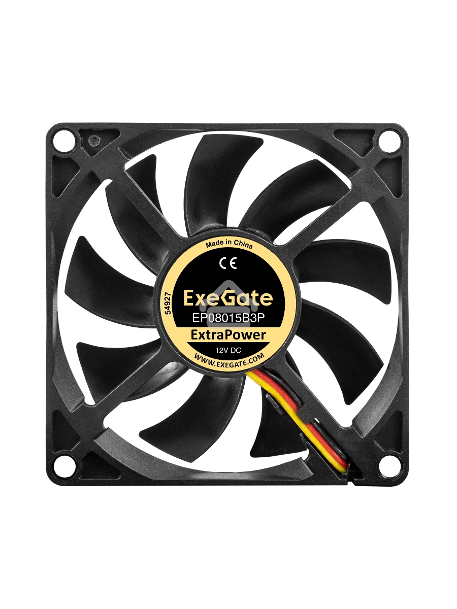 Вентилятор для корпуса ExeGate ExtraPower EP08015B3P черный, 80 мм, 2600 об/мин, 26 дБ, 3 pin