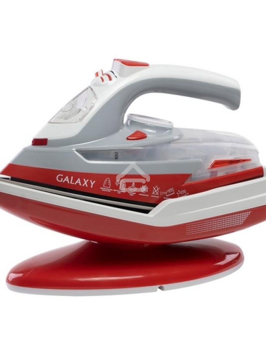 Утюг Galaxy Line GL 6150, красный с белым, паровой, 2200 Вт, постоянный пар 45 г/мин, паровой удар 170 г/мин, функции: самоочистка, антикапля, антинакипь, функция увлажнения, вертикальное отпаривание, индикатор нагрева, защита от перегрева, подставка для 