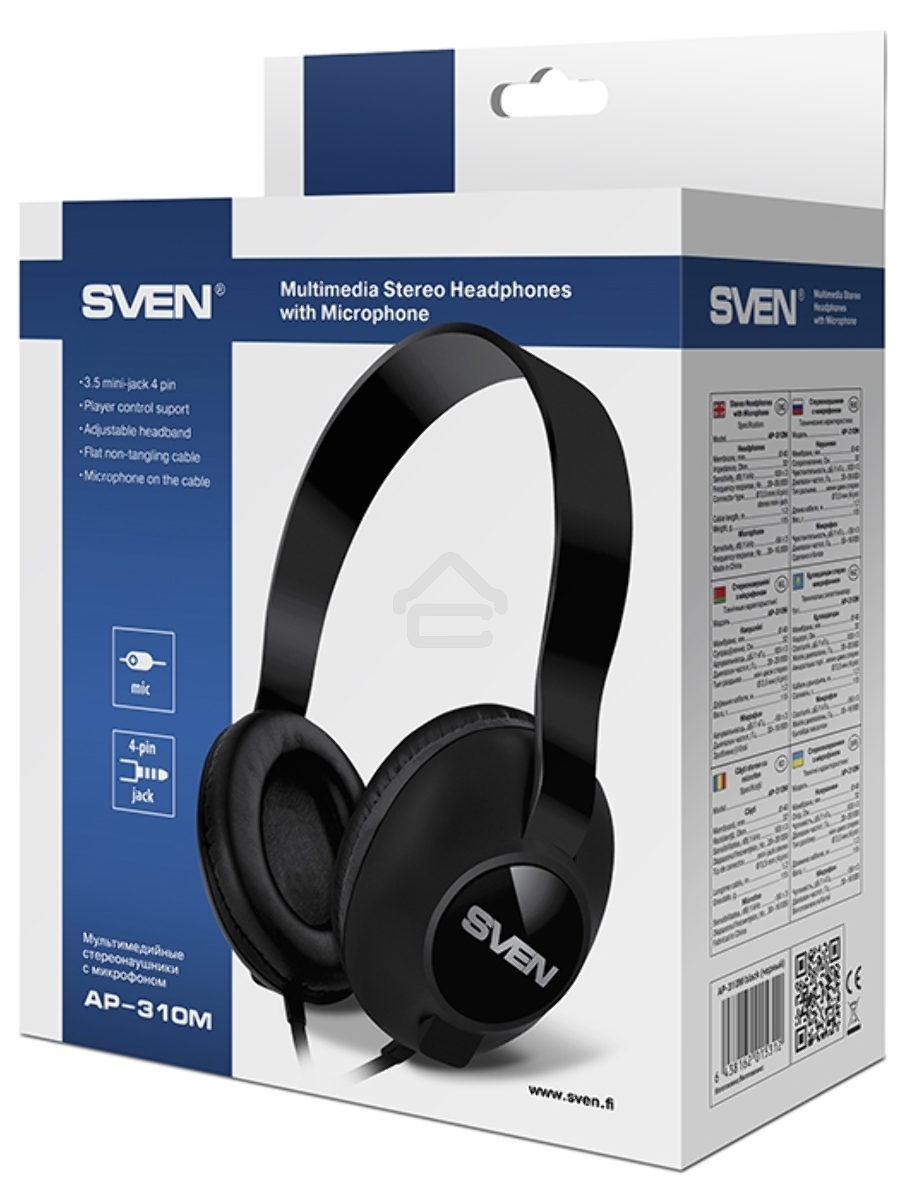 Наушники мультимедийные с микрофоном SVEN AP-310M стерео черный