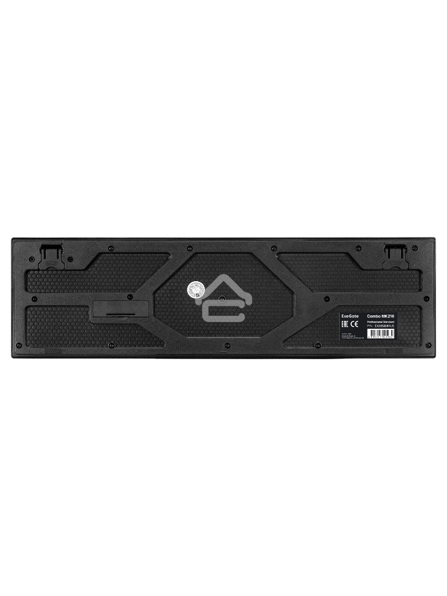 Комплект беспроводной ExeGate Professional Standard Combo MK210 (клавиатура полноразмерная влагозащищенная 104кл. + мышь оптическая 1200dpi, 3 кнопки и колесо прокрутки; USB, радиоканал 2,4 ГГц, радиус действия до 10м, черный, Color Box)
