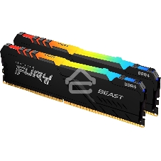 Оперативная память Kingston Fury Beast, DDR4, 32GB (2x16GB), 3200MHz, CL16, DIMM, с радиатором, RGB, черный