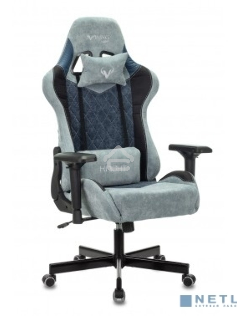 Кресло игровое Бюрократ VIKING 7 KNIGHT BL FABRIC синий текстиль/эко.кожа крестовина металл/пластик