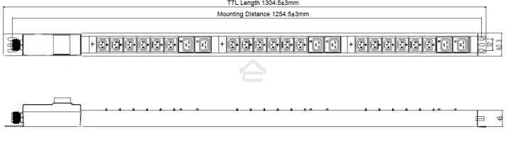 Блок распределения питания Powercom PDU-32AV24-18C3-6C9-3P верт.размещ. 18xC13 6xC19 3x32A IEC 60309 2м
