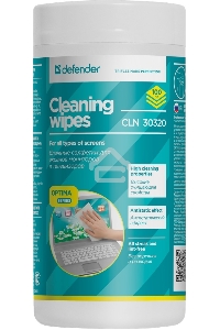 Чистящие салфетки Defender CLN 30320 ECO для экранов всех видов: ЭЛТ, ЖК, плазменными панелями / туба / 100 шт / Россия