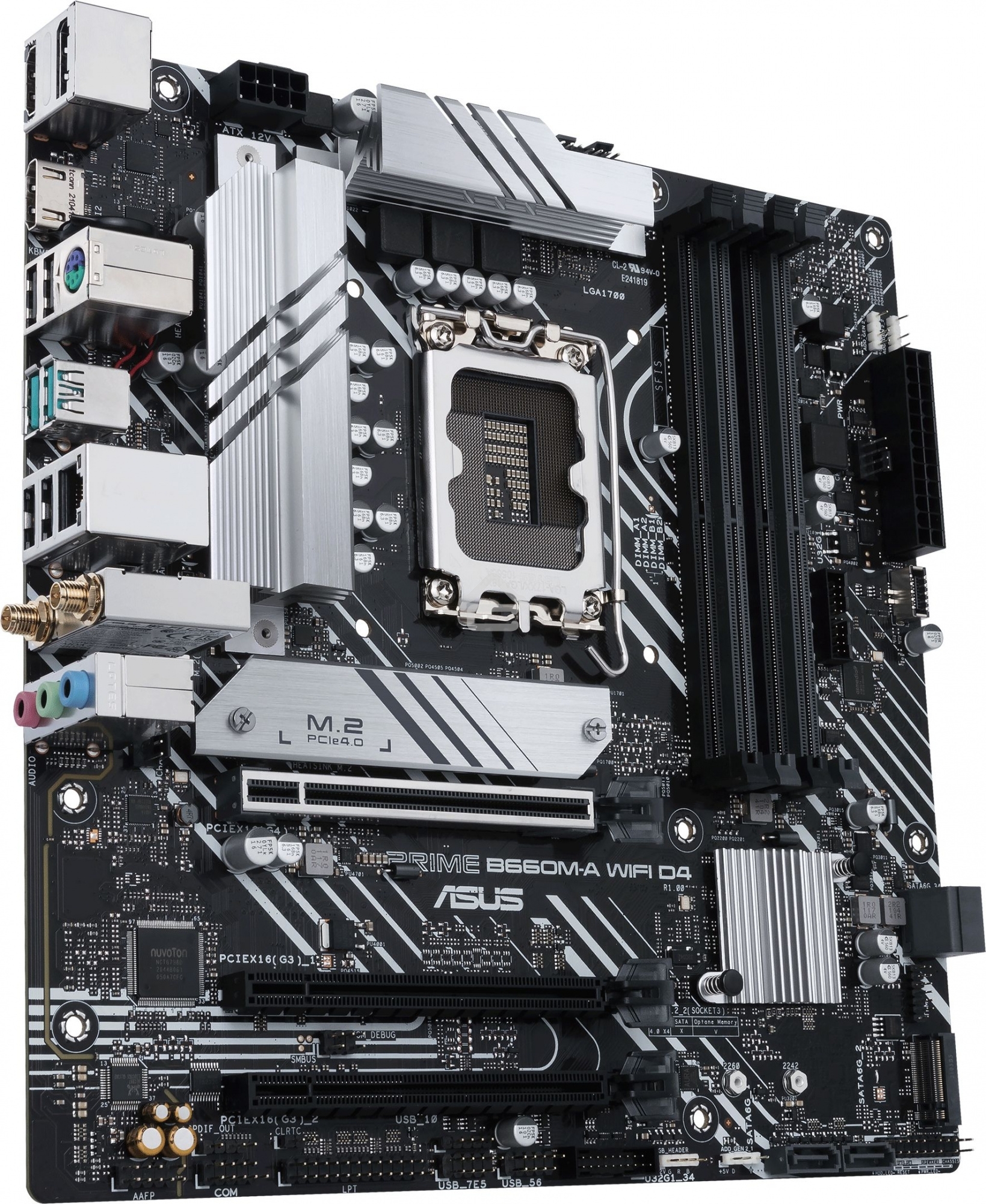 Материнская плата ASUS PRIME B660M-A WIFI D4, Socket LGA 1700, Intel B660, 4xDDR4, 4xSATA, 2xM.2, 1xPCIe 4.0 x16, 1xPCIe 3.0 x16, 1xDP, 2xHDMI, 1x 1Gb LAN, 2xUSB-A 3.2 Gen 2, 4xUSB-A 2.0, 3x3.5 мм, 7.1, mATX