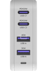 Сетевое зарядное устройство GCR 100W, 2 USB + 2 TypeC, GaN Tech Quick Charger, PD 3.0, белый
