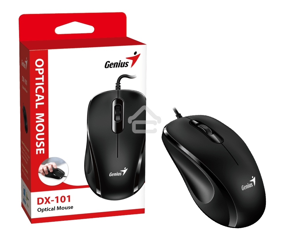 Мышь проводная Genius DX-101 черный, 1200 dpi, USB, кнопки - 3