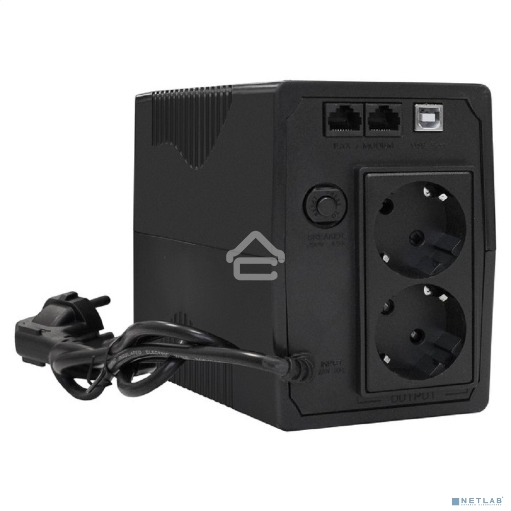 Источник бесперебойного питания ExeGate EX292764RUS SpecialPro UNB-600.LED.AVR.2SH.RJ.USB <600VA/360W, LED, AVR, 2*Schuko, RJ45/11, USB, Black>