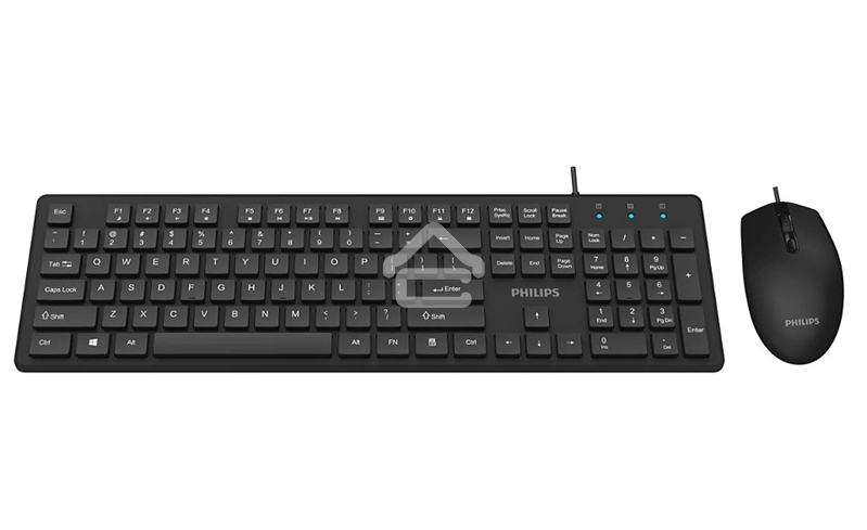 Проводной комплект Philips SPT6264, USB 2.0 104 клав/3 кнопки, 800-2400dpi, русская заводская раскладка, черный