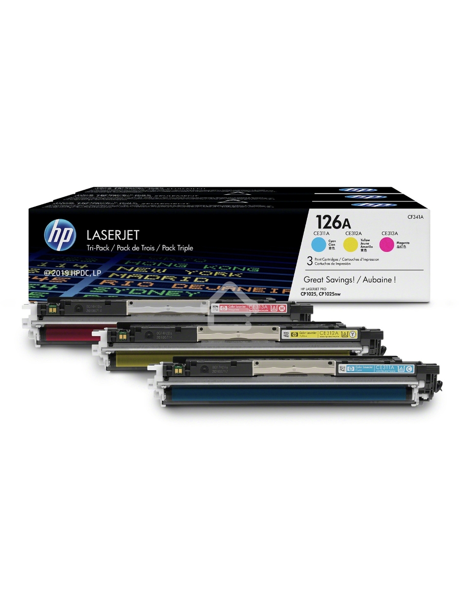 Картридж лазерный комплект HP CF341A голубой/пурпурный/желтый для LJ CP1025 3 х 1000 стр
