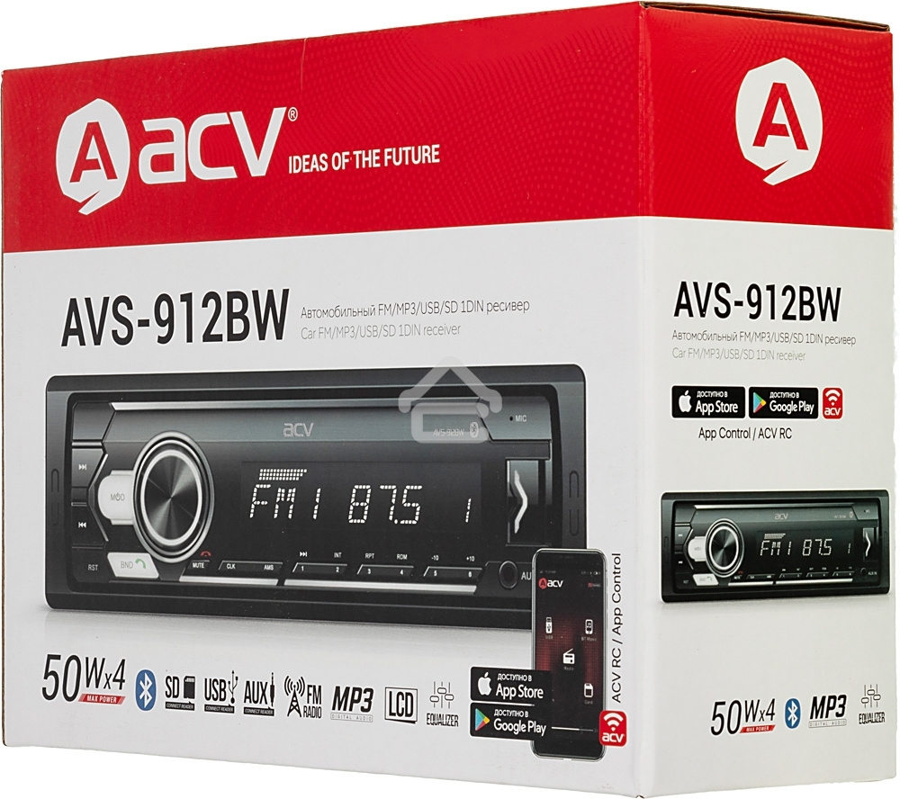 Автомагнитола ACV AVS-912BW 1DIN 4x50Вт