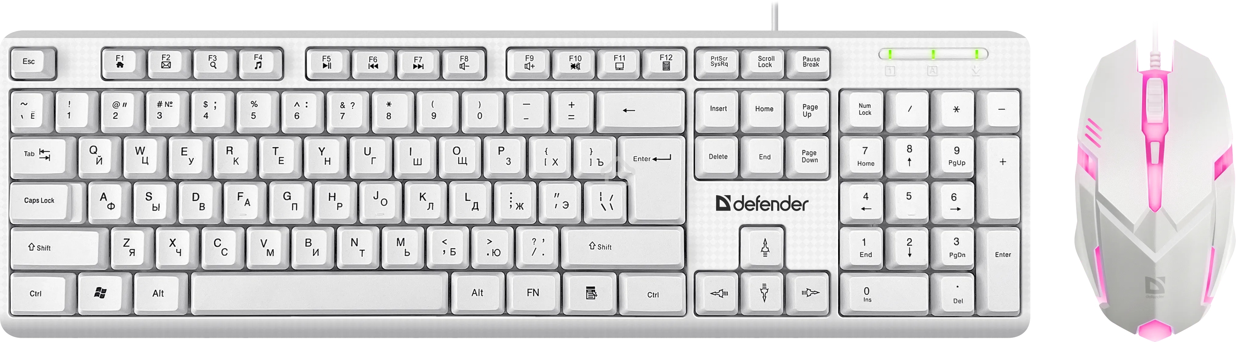 Клавиатура + мышка Defender LINE MOTION C-977 RU WHITE