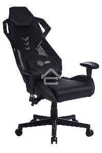 Кресло игровое Cactus CS-CHR-090BL черный, сиденье черный, эко.кожа, крестовина пластик, пластик черный