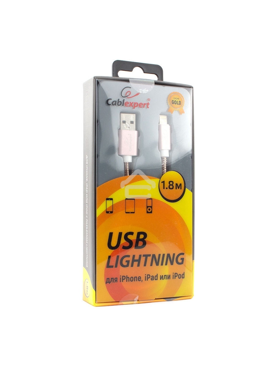 Кабель Cablexpert для Apple CC-G-APUSB02Cu-1.8M, AM/Lightning, серия Gold, длина 1.8м, золото, блистер