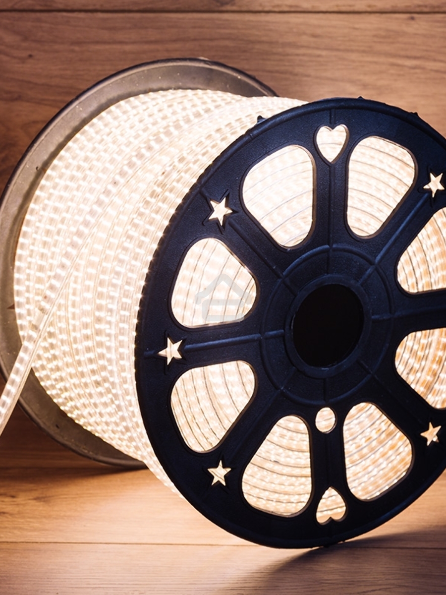 Лента LED 220 В, 6.5x15 мм, IP67, SMD 3014, 240 LED/m, цвет свечения теплый белый, 100 м