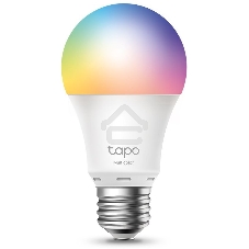 Умная многоцветная Wi‑Fi лампа Tapo Smart WiFi Bulb, A60 size，E27 base, 9.5W, 16 million colors, 2000k-6500k tunable white, 800 lumens brightness and diммable, 802.11b/g/n 2.4G WiFi connection, work with 200-240 V, 50/60 Hz power voltage and frequency, wo