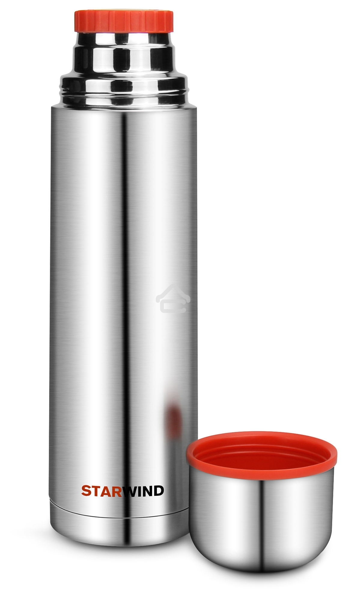 Термос Starwind 10-1000 1 л. серебристый/красный, картонная коробка