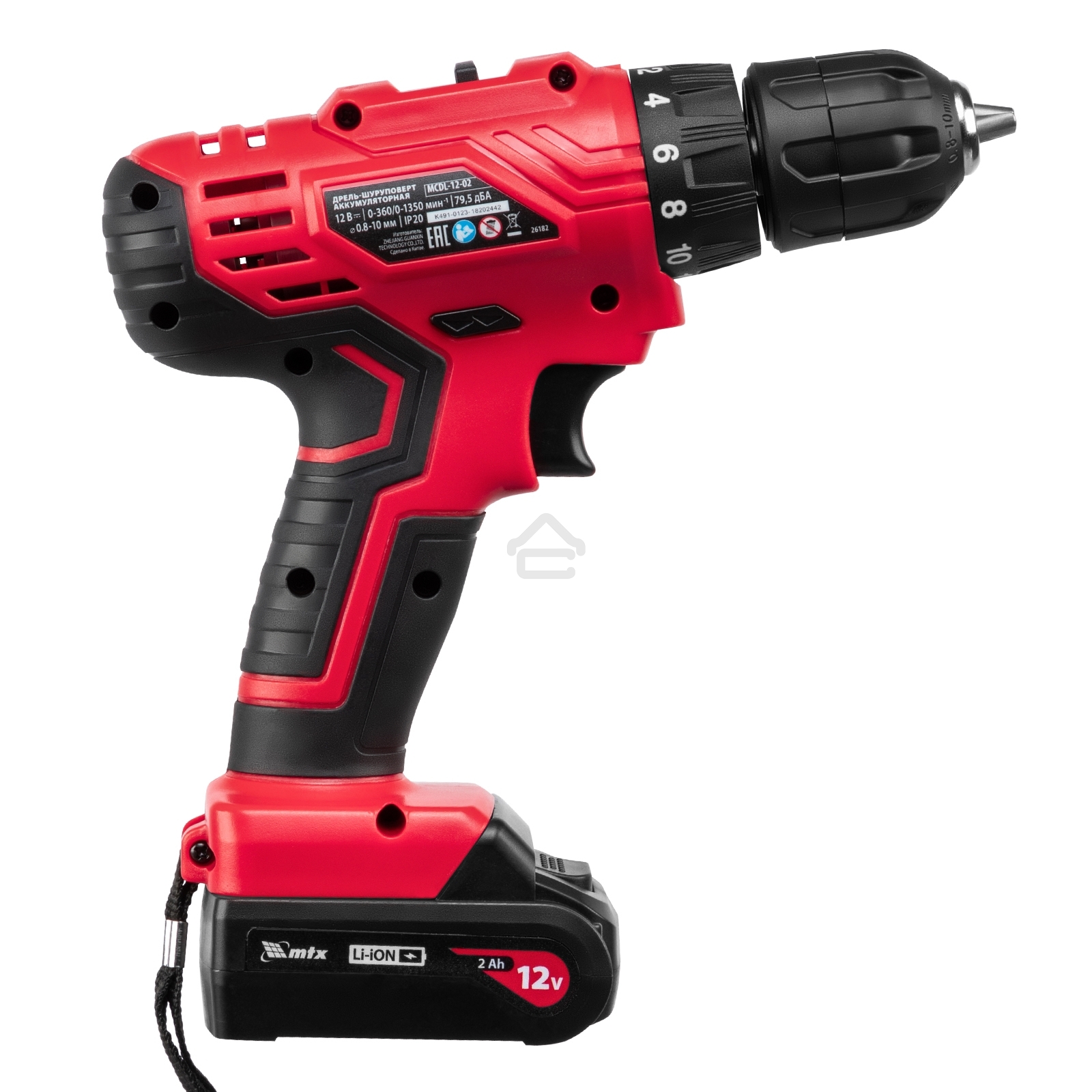 Дрель-шуруповерт аккумуляторная MTX MCDL-12-02, Аккумуляторная, 12В, 2 АКБ, Кейс