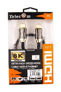 Кабель HDMI 19M/M,ver. 2.1, 8K@60 Hz 0.5m метал разъемы, нейлоновая оплетка Telecom <TCG300-0.5M> Кабель HDMI 19M/M,ver. 2.1, 8K@60 Hz 0.5m метал разъемы, нейлоновая оплетка Telecom