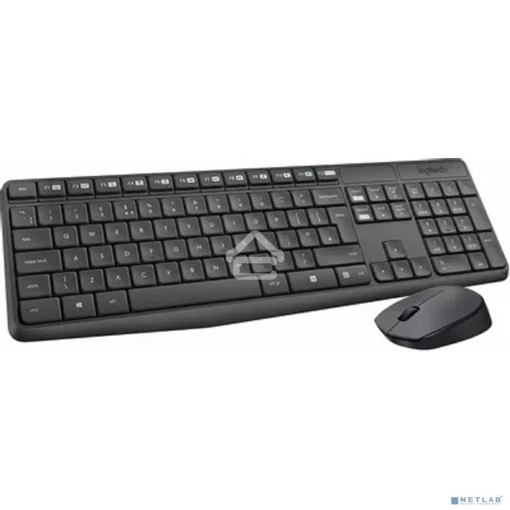 Комплект клавиатура + мышь Logitech MK235 клав:черный мышь:черный USB беспроводная